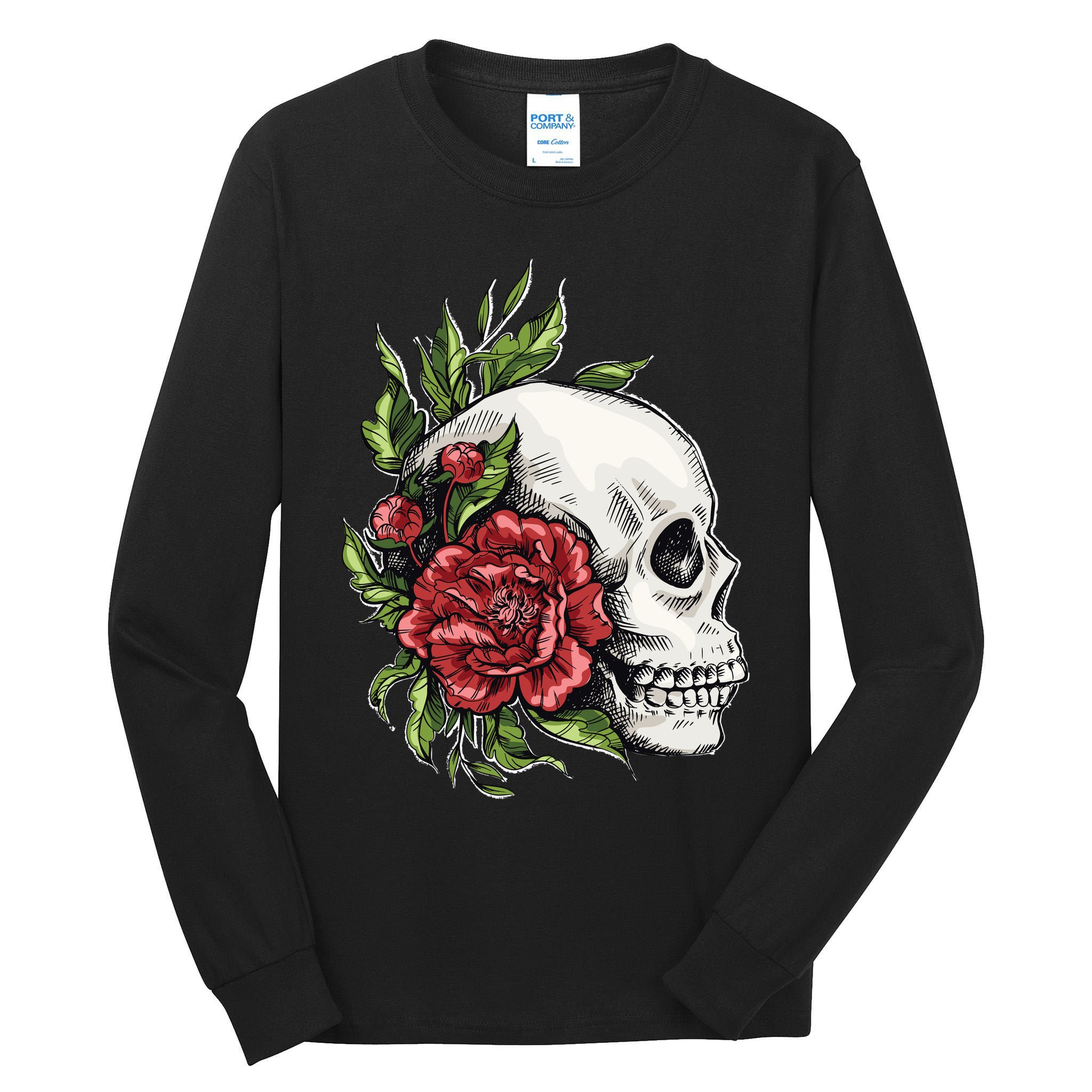 Skull Roses Tall Long Sleeve T-Shirt