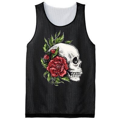 Skull Roses Mesh Reversible Basketball Jersey Tank