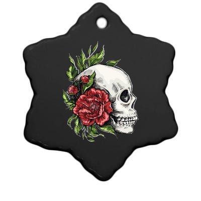 Skull Roses Ceramic Star Ornament