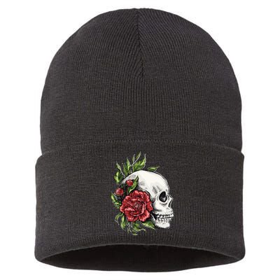 Skull Roses Sustainable Knit Beanie