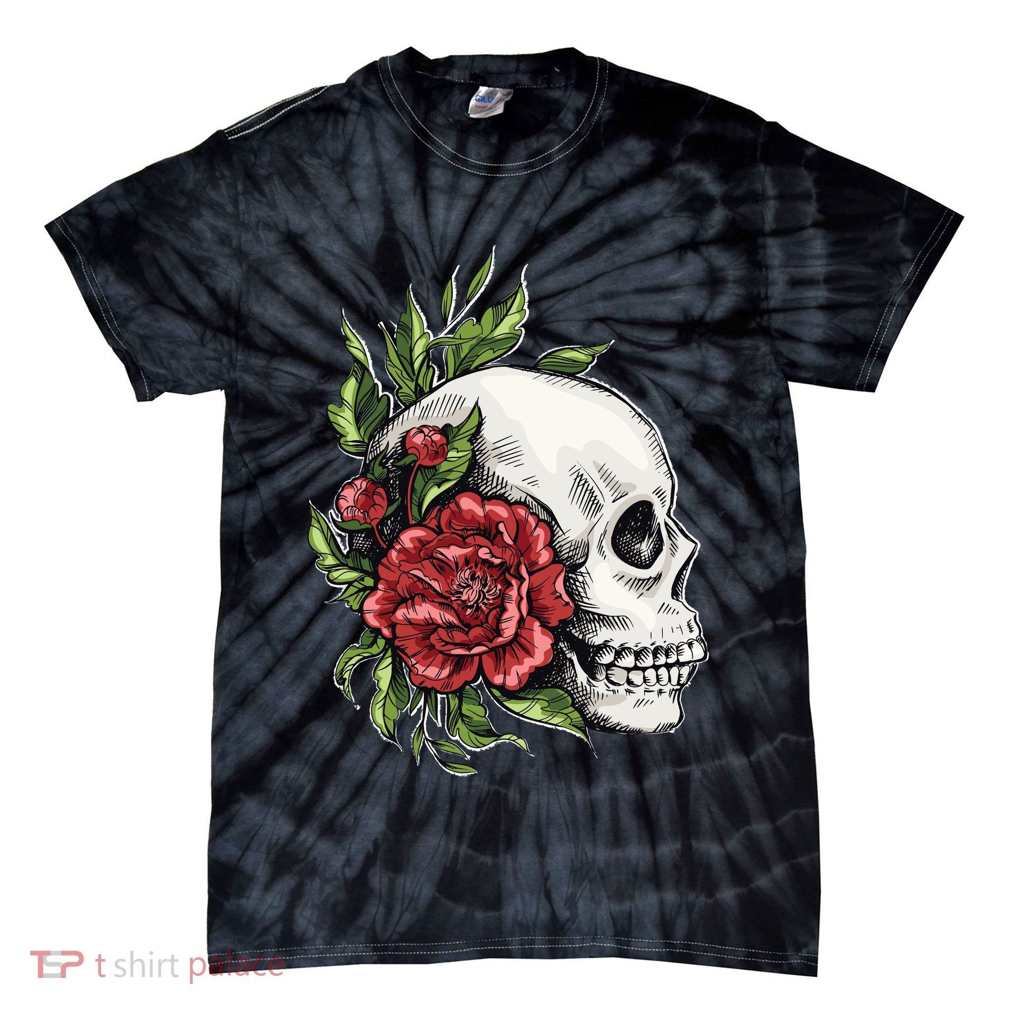 Skull Roses Tie-Dye T-Shirt