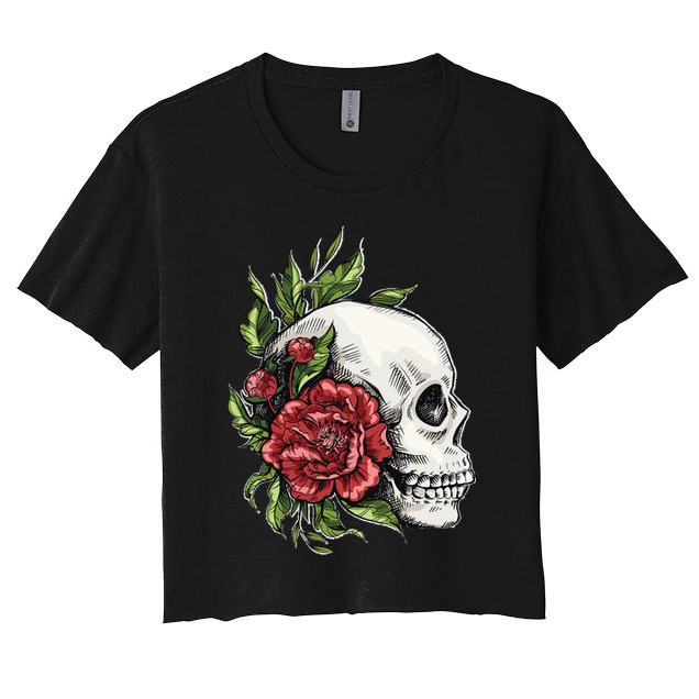 Skull Roses Crop Top