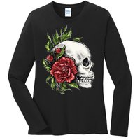 Skull Roses Ladies Long Sleeve Shirt