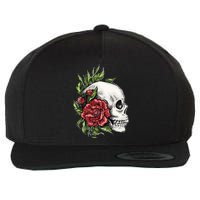 Skull Roses Wool Snapback Cap