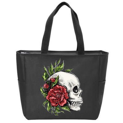 Skull Roses Zip Tote Bag