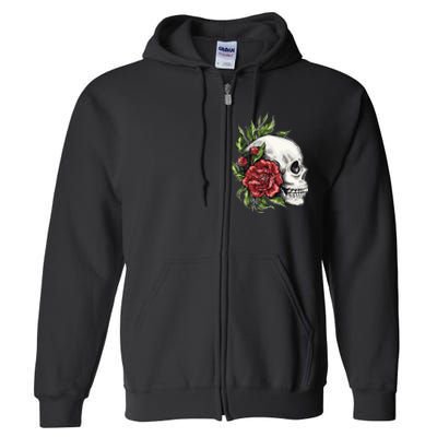 Skull Roses Full Zip Hoodie