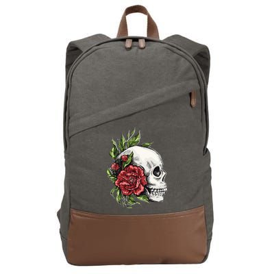 Skull Roses Cotton Canvas Backpack