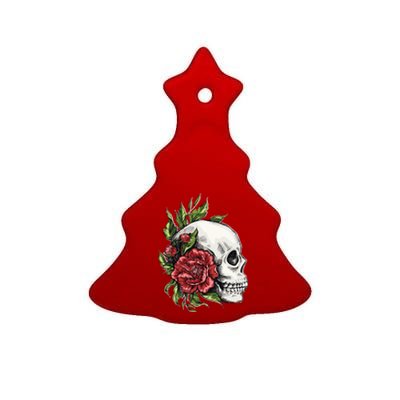 Skull Roses Ceramic Tree Ornament