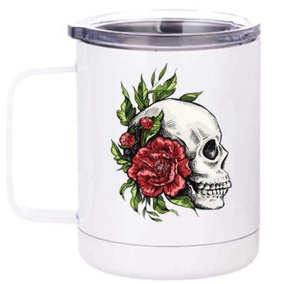 Skull Roses 12 oz Stainless Steel Tumbler Cup