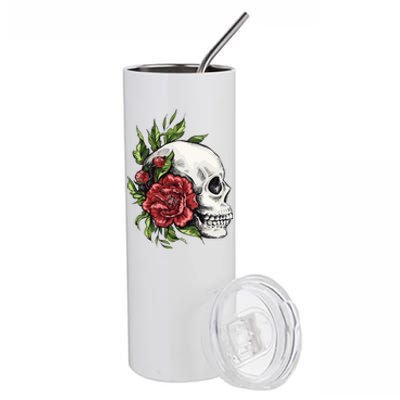 Skull Roses Stainless Steel Tumbler