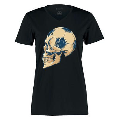 Skull Soccer Ball Women's Momentum V-Neck T-Shirt