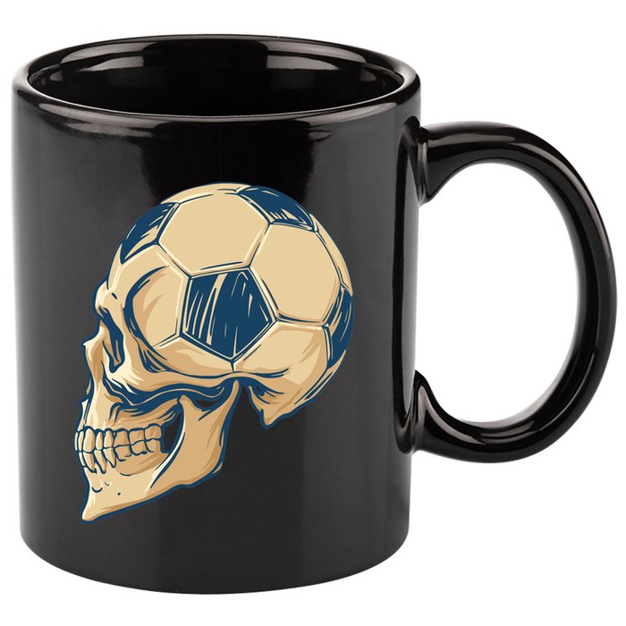 Skull Soccer Ball 11oz C Handle Ceramic Mug