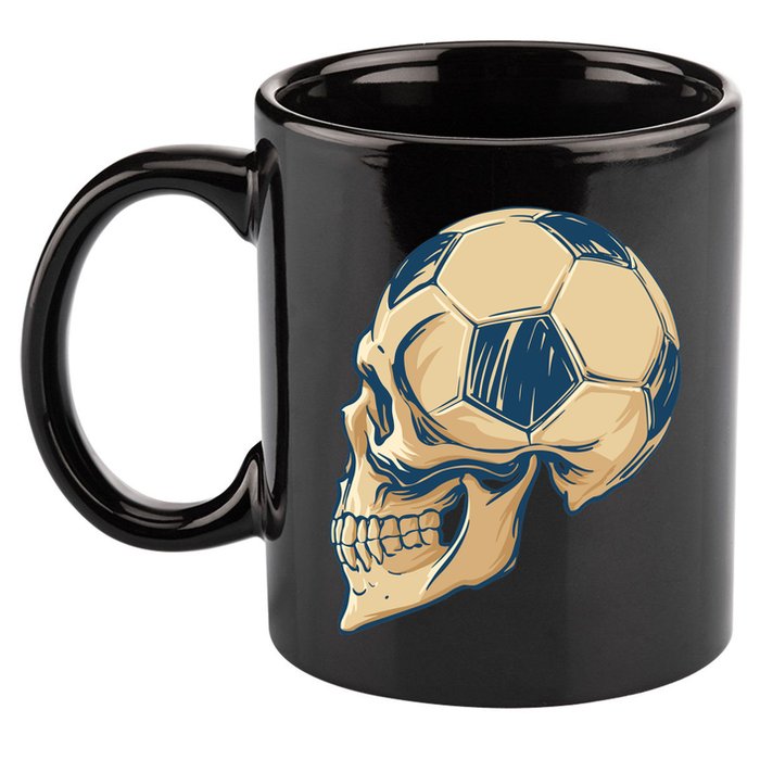 Skull Soccer Ball 11oz C Handle Ceramic Mug