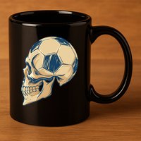 Skull Soccer Ball 11oz C Handle Ceramic Mug