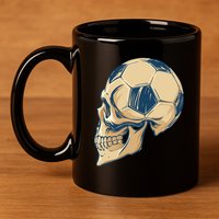 Skull Soccer Ball 11oz C Handle Ceramic Mug