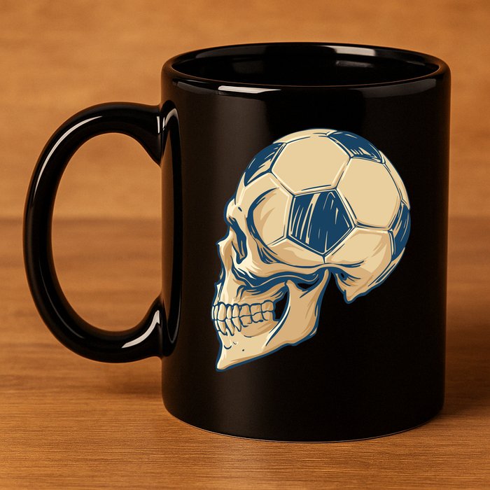 Skull Soccer Ball 11oz C Handle Ceramic Mug
