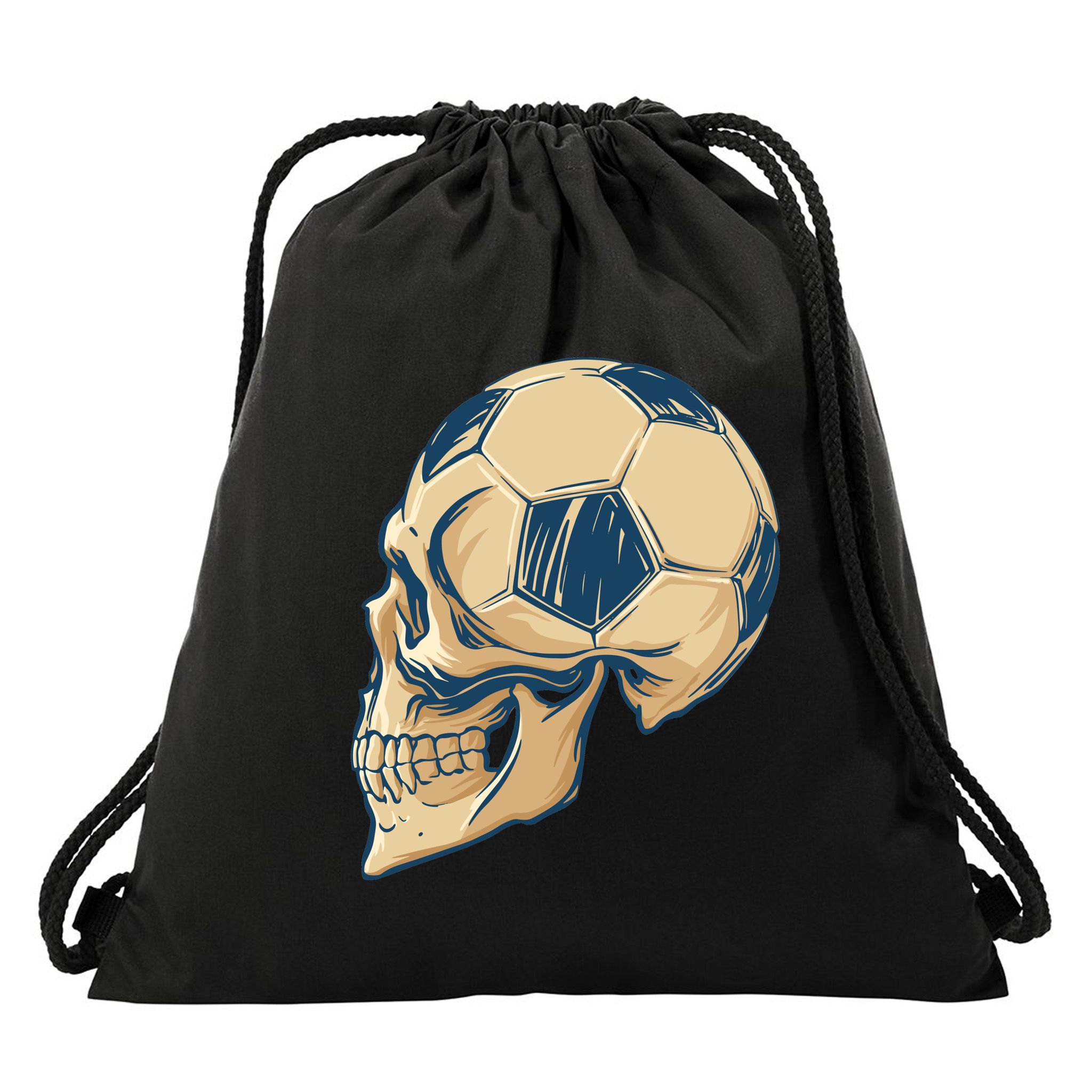 Skull Soccer Ball Drawstring Bag