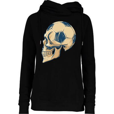 Skull Soccer Ball Womens Funnel Neck Pullover Hood