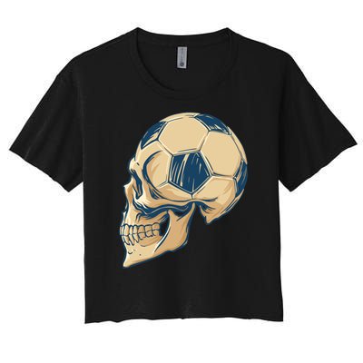 Skull Soccer Ball Women's Crop Top Tee