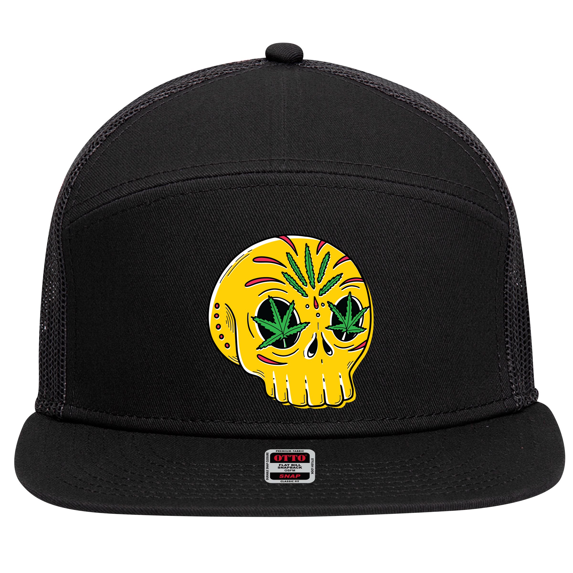 Skull Weed 7 Panel Mesh Trucker Snapback Hat