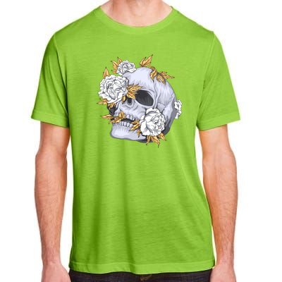 Skull White Flowers Adult ChromaSoft Performance T-Shirt