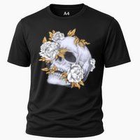 Skull White Flowers Cooling Performance Crew T-Shirt
