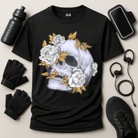 Skull White Flowers Cooling Performance Crew T-Shirt