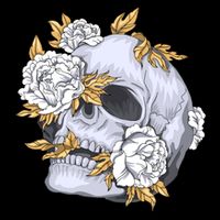Skull White Flowers Sustainable Bucket Hat