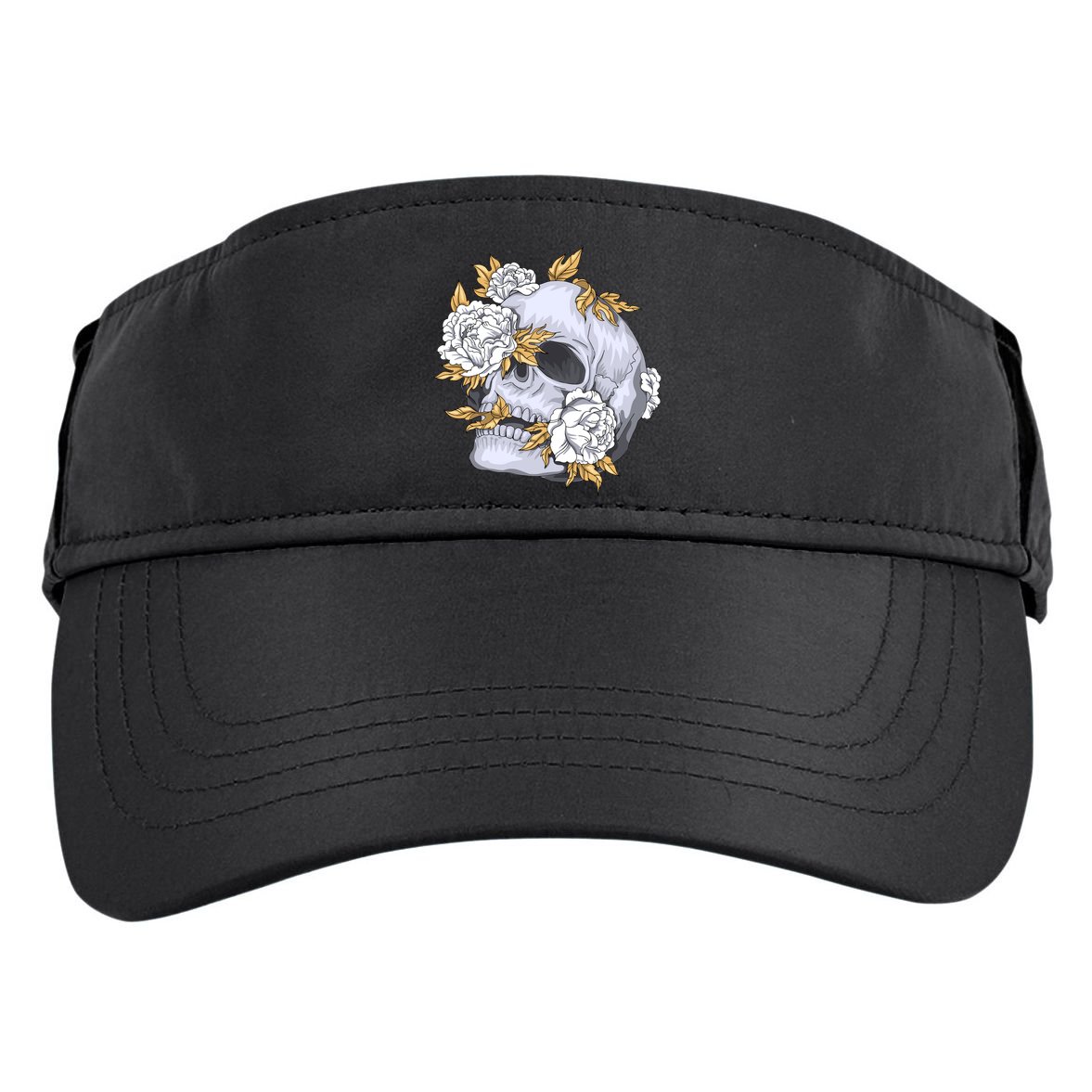 Skull White Flowers Adult Drive Performance Visor