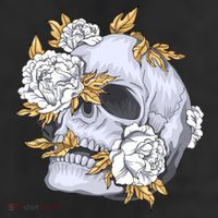 Skull White Flowers 11oz C Handle Ceramic Mug
