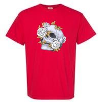 Skull White Flowers Garment-Dyed Heavyweight T-Shirt