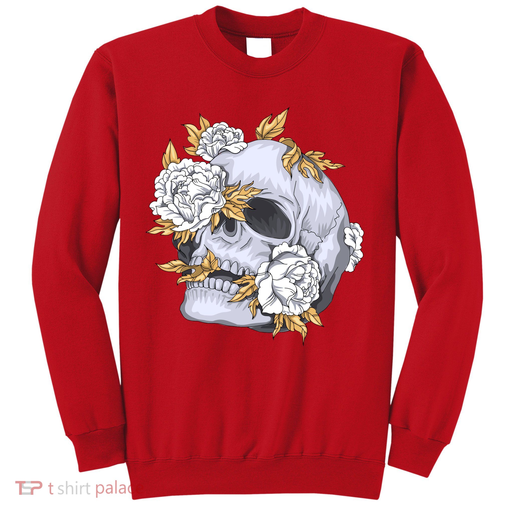 Skull White Flowers Sweatshirt