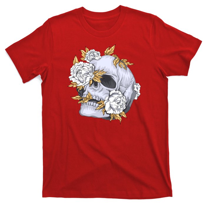 Skull White Flowers T-Shirt