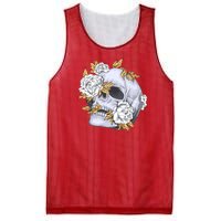 Skull White Flowers Mesh Reversible Basketball Jersey Tank