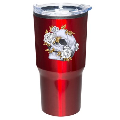 Skull White Flowers Tumbler