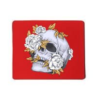 Skull White Flowers Mousepad