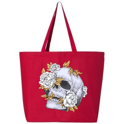 Skull White Flowers 25L Jumbo Tote