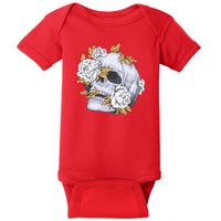 Skull White Flowers Baby Bodysuit