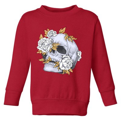 Skull White Flowers Toddler Sweatshirt