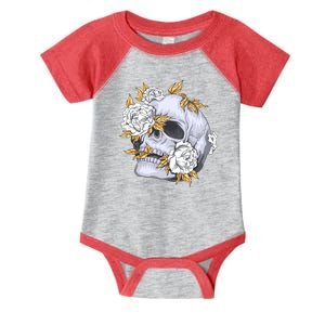 Skull White Flowers Infant Baby Jersey Bodysuit