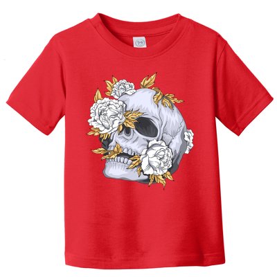 Skull White Flowers Toddler T-Shirt