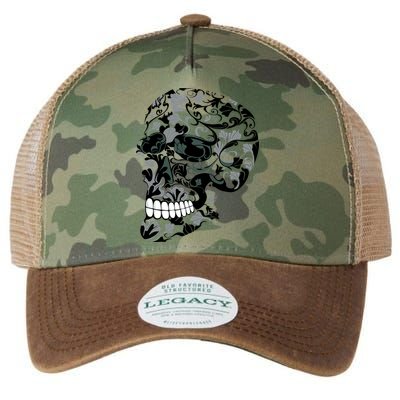 Skull With Flowers Day of the Dead Legacy Tie Dye Trucker Hat