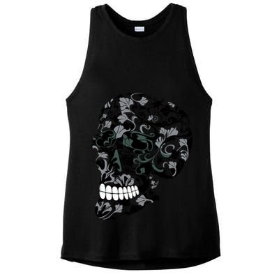 Skull With Flowers Day of the Dead Ladies PosiCharge Tri-Blend Wicking Tank