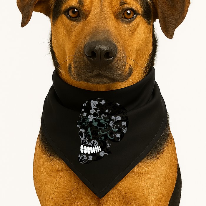 Skull With Flowers Day of the Dead USA-Made Doggie Bandana