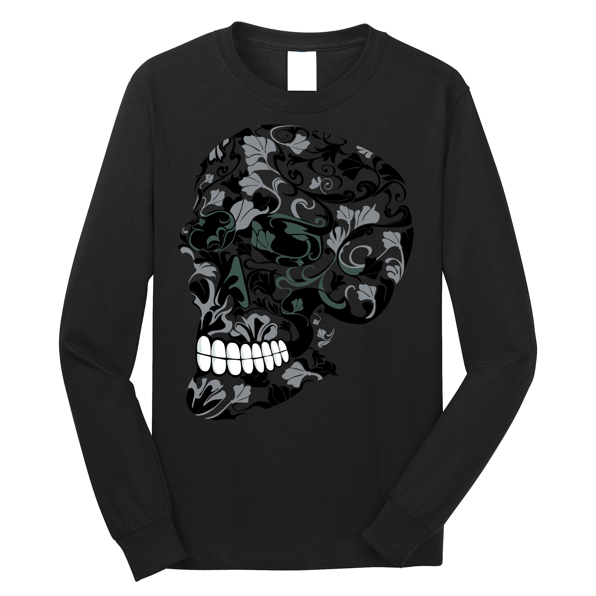 Skull With Flowers Day of the Dead Long Sleeve Shirt