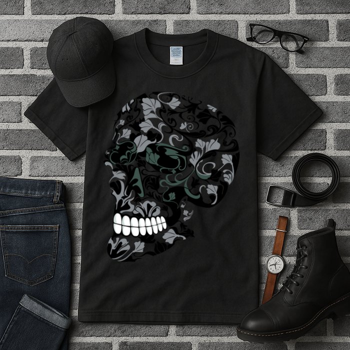 Skull With Flowers Day of the Dead Tall T-Shirt