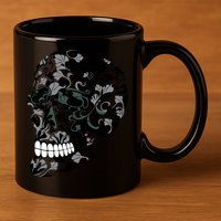 Skull With Flowers Day of the Dead 11oz C Handle Ceramic Mug