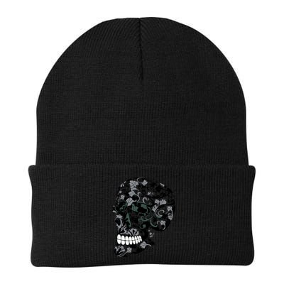 Skull With Flowers Day of the Dead Beanie