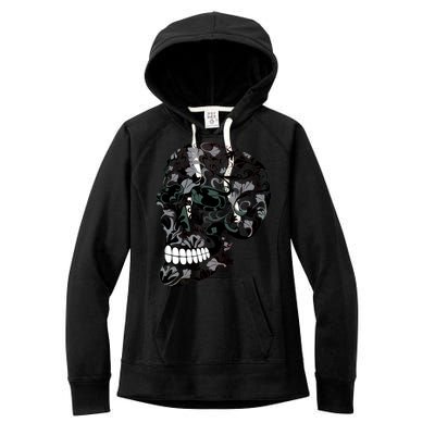 Skull With Flowers Day of the Dead Women's Fleece Hoodie