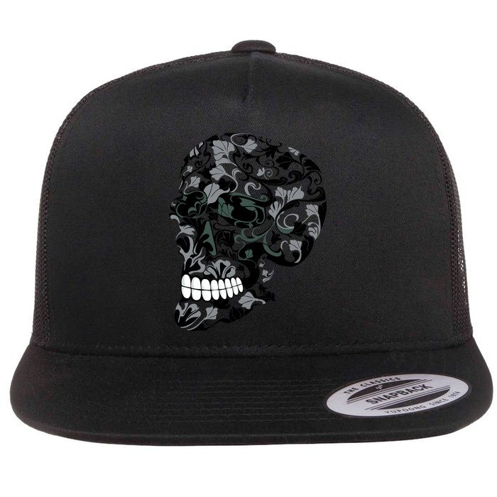 Skull With Flowers Day of the Dead Flatbill Hat
